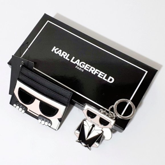Karl Lagerfeld "Karl" black faux leather card case & keychain bundle - Picture 4 of 13